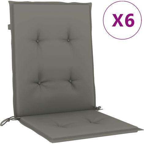 Coussins de chaise à dossier bas lot de 6 gris foncé mélangé (1/5)