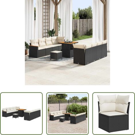 Gartenmöbel - Gartensofa-set 11 pcs Schwarz Poly-Rattan (1/5)