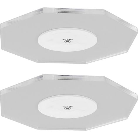Dessous de verre LED transparent, 3 modes, étanche IP65, fonctionne sur piles, octogonal, acrylique, éclairage RGB, idéal pour les fêtes (lot de 2). (1/5)
