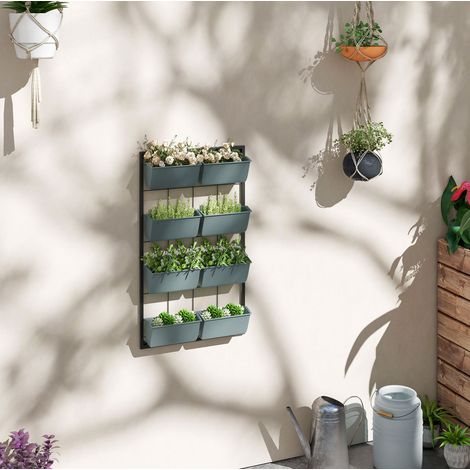 Soporte para plantas de pared con 8 macetas OKMYHOME (1/4)