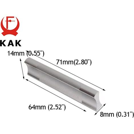 Poignées de meubles de cuisine (64 mm), poignées de tiroir, alliage d'aluminium (1/5)