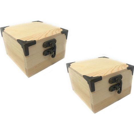 Scatola in Legno per decoupage 2 Pezzi scatoline portagioie Cofanetto con Chiusura a Clip portaoggetti Contenitore per Gioielli minuterie (1/2)