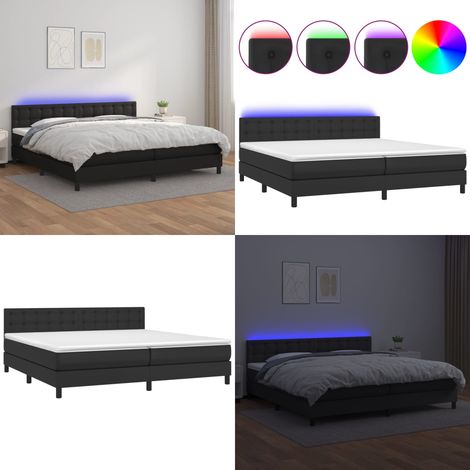 Sommier à lattes de lit avec matelas et LED Noir 200x200cm - Sommier Tapissier - Lit Plateforme - Lit Design - Lit Moderne - Lit Avec Rangement - Home & Living (1/5)
