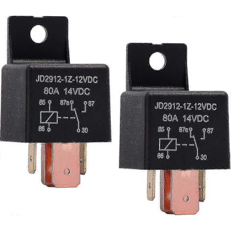 Lot de 2 relais automobiles 12 V 80 A 5 broches, JD2912-1Z-12VDC 80A 14VDC SPDT pour camions, bateaux, fourgonnettes et véhicules automobiles. Interrupteur 12 V (1/5)