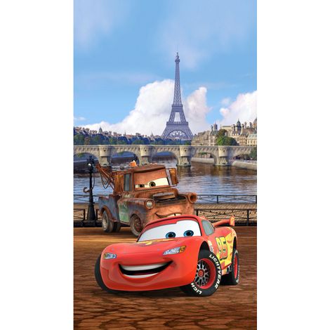 Voilage taille L Cars Flash Mc Queen et Martin à Paris de Disney 140CM X 245CM (1/3)