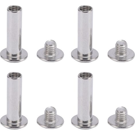 50 paires de vis Chicago M5 6x20x11mm à tête plate ronde en acier inoxydable pour travaux du cuir (1/5)