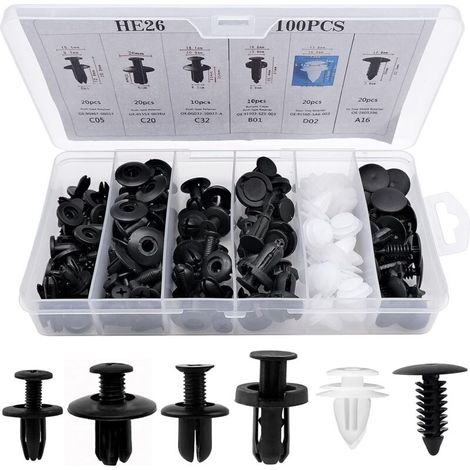 Clips À Rivets - Fixation Pare-Chocs Voiture - ABS Haute Résistance - 100 Pièces (1/5)