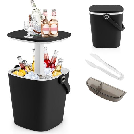 COSTWAY Portable Cooler Side Table 15L Wine Cooler 3-in-1 Outdoor Cocktail Drink Table (1/5)