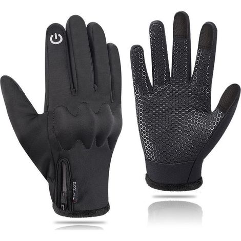 Gants isolés en moelleux d'automne et d'hiver de moto d'extérieur d'équitation à écran tactile Tissu (1/4)