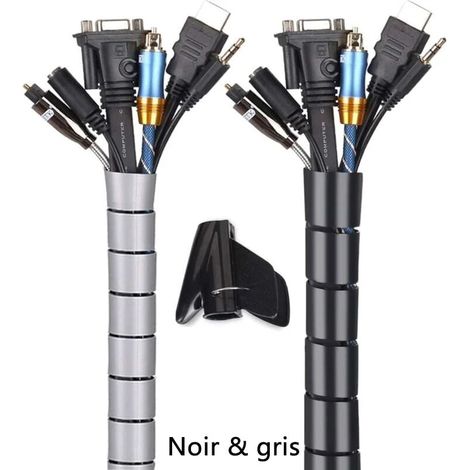 (2 x 3 m) Flexibler Kabelkanal aus Polyethylen zum Ordnen oder Verstecken von Kabeln (2,2 cm und 1,6 cm) Kabelschutzrohr für Schreibtische, Computerkabelschutzrohr