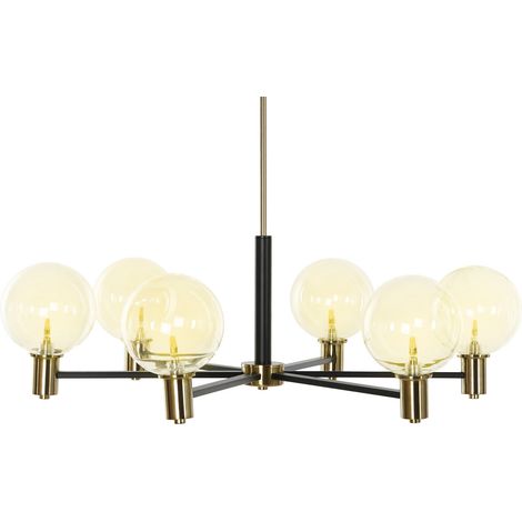 Lampara Techo Metal Cristal 83X83X128 Bolas Negro (1/5)