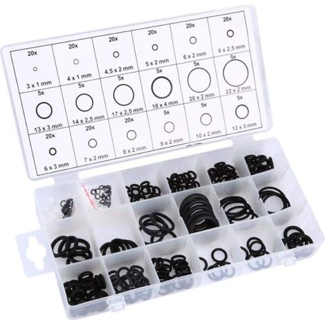 225 Pièces Joint Torique Assortiment Coffret de Rondelles en Caoutchouc Kit Bagues d'étanchéité Pour les Ateliers Personnels et Professionnels, les Services de Garage et de Plomberie 18Tailles-Ensolei