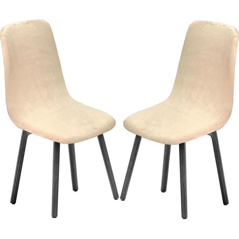 Esszimmerstuhlhussen 2er Set, Mid Century Modern, Beige, Stretch, abwaschbar (1/5)