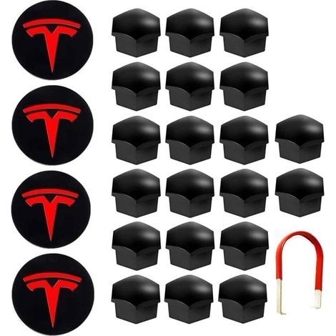 Tapa para tuerca de rueda de coche con herramienta de extracción para Tesla Model 3, SX (Rojo) (1/5)