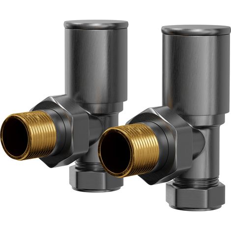 Colore Round Gunmetal Grey Angled Radiator Valves (1/5)
