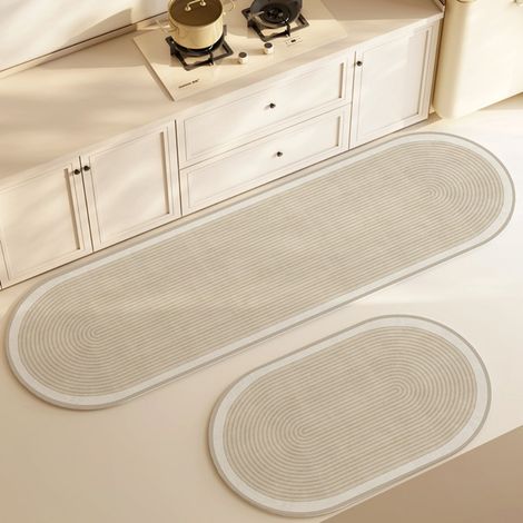 Ede 4060cm (Cuir) - 3 Tapis de sol absorbant et antidérapant en terre de diatomées, facile à nettoyer, de forme ovale, adapté à une utilisation dans la salle à manger et la cuisine. (1/5)