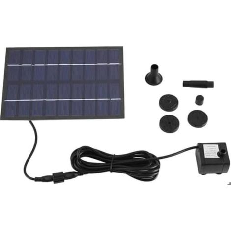Pompe Solaire Fontaine 4 Buses Panneau Intégré Kit Submersible 200L/h Silencieux Automatique pour Jardin Étang Bassin Poisson (1/5)