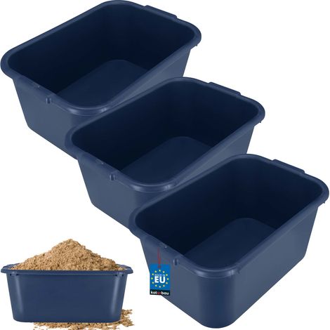 KOTARBAU® Rechteckiger Gartenbau-Mörtelbehälter 45 l Marineblau 3er-Set