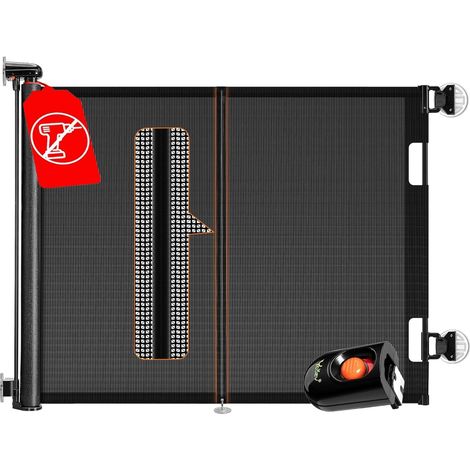 Barriere de Securite Enfant sans Perçage 0 à 150cm, Rétractable Barriere de Securite Chien avec Barres Renforcées Empêcher Barriere Escalier Enroulable pour Escaliers, Intérieur et Extérieur (1/5)