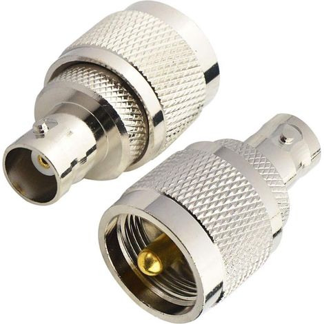 2 Adaptateur Connecteur Coaxial UHF Mâle BNC Femelle Cuivre Nickelé 50 Ohm Pour Antenne Radio Wi-Fi (1/5)