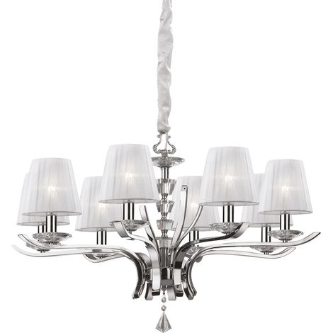 Lampadario Classico Pegaso Metallo Bianco 8 Luci E14 (1/2)
