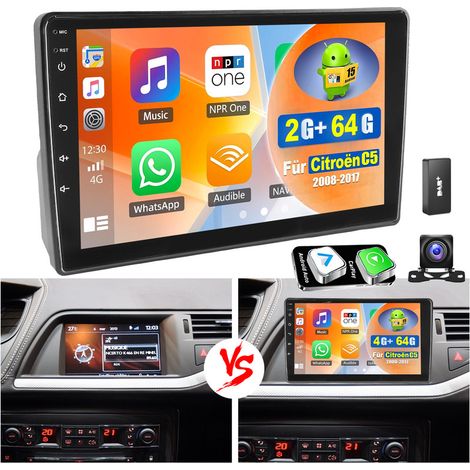 Autoradio Android 15 pouces compatible CarPlay pour Citroën C5 II (2008-2017), avec DSP, GPS et Wi-Fi - 2+64G DAB+ CAM