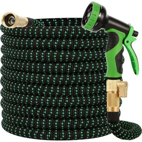 Tuyau d'arrosage rétractable, anti-étouffement, 30m, charge 5 kg, noir/vert (1/5)