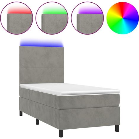 Maison Exclusive - Boxspringbett mit Matratze & LED Hellgrau 90x2