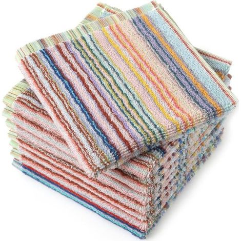 Lot de 8 torchons cuisine coton 30x30 cm – Ultra-absorbants – Couleurs assorties – Vaisselle (1/5)