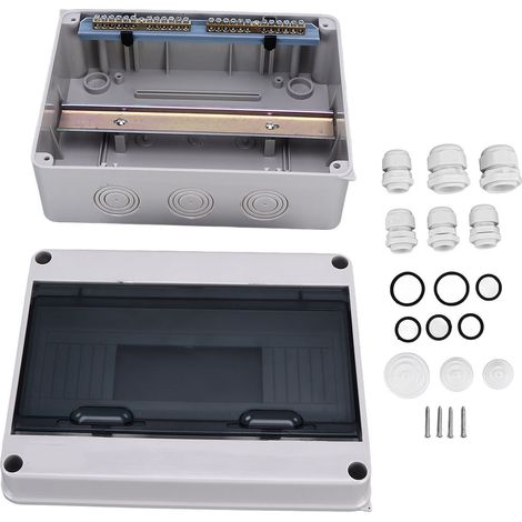 Boîtier de distribution étanche IP65 12 voies en plastique pour disjoncteurs, coffret de jonction électrique extérieur (1/5)