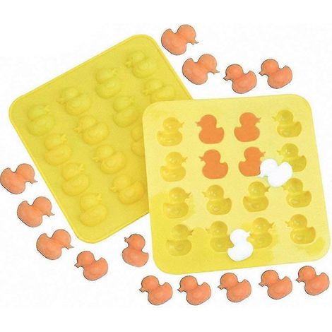 Lot de 2 mini moules en silicone en forme de canard en caoutchouc pour chocolat, bonbons, gommes, gelée, glaçons, pâte polymère, crayons fondus (1/5)
