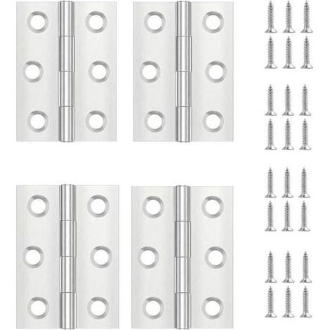 4 Pièces Charniere Porte,Charniere Inox,Charnière Invisible,Charnière plate,Porte Placard/Petites Portes/Tiroirs/Fenêtres/Pianos/Coffret à Bijoux (1/5)