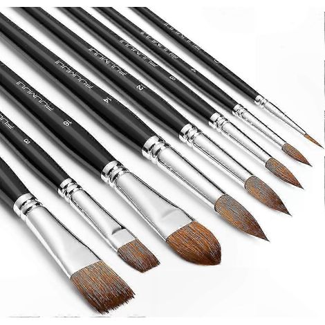 Set mit 8 professionellen Aquarellpinseln, hochwertige Zobelhaarborsten für künstlerische Techniken, komplettes Set für feine Malerei (1/5)