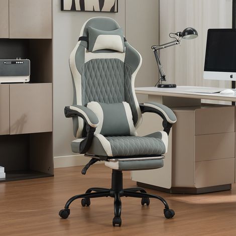 Chaise gaming ergonomique 62x62x134 cm pivotante PVC OKMYHOME