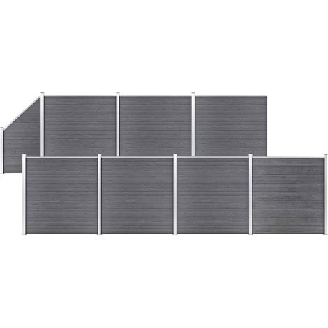 Ensemble de clôture WPC 7 Carré + 1 Incliné 1311x186 cm Gris (1/5)