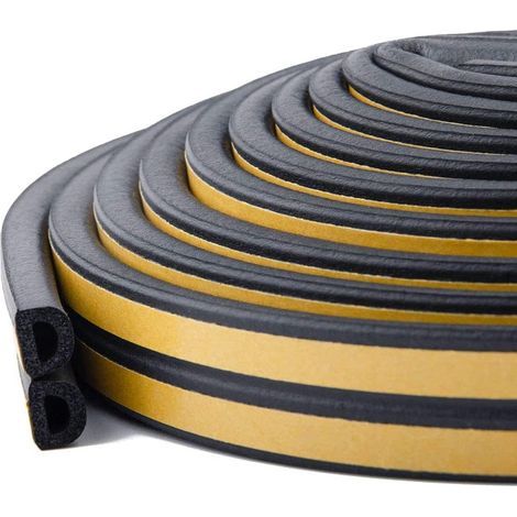 10 m Joint d'étanchéité autocollant en caoutchouc pour portes et fenêtres , Anti-collision,Bande d'isolation acoustique ,Noir (1/5)