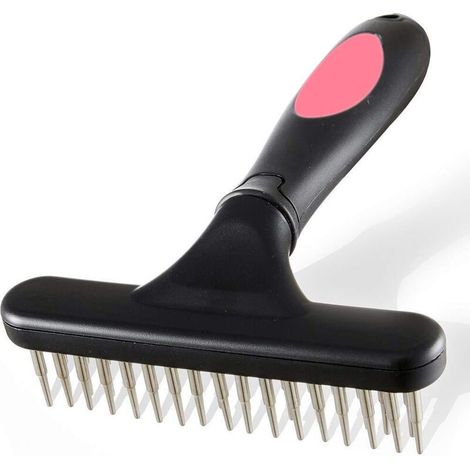Peigne en forme de râteau pour retirer efficacement le sous-poil des chiens et des chats, couleur rose vif (1/5)