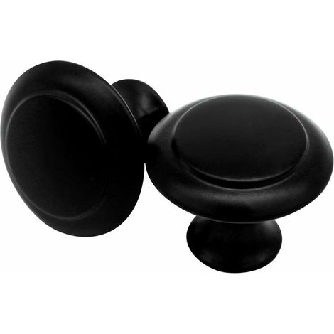 Set di 10 pomelli rotondi per cucina, credenza, bagno, nero (1/5)
