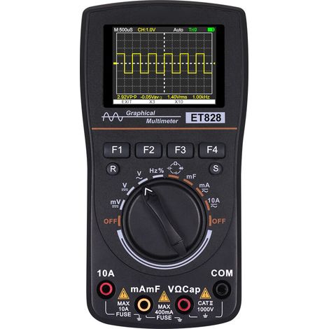 HD oscilloscope numérique graphique intelligent multimètre 2 en 1 écran couleur 2,4 pouces bande passante 1 MHz taux d'échantillonnage 2,5 Msps testeur électronique DIY expédié sans batterie, Noir (1/5)
