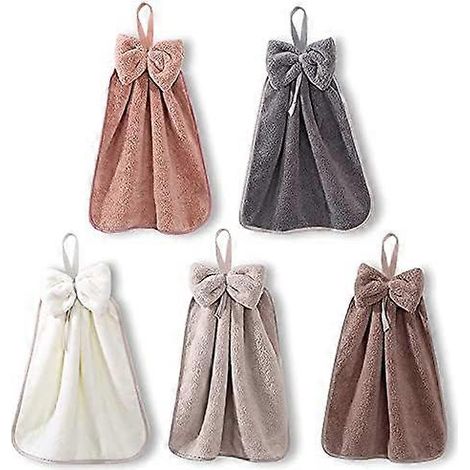 Ensemble de 5 foulards avec anneaux et boucles pour les suspendre, serviettes polaires en microfibre corail en 5 couleurs