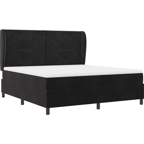 Boxspringbett mit Kopfteil Schwarz 200 x 180 cm Samt vidaXL (1/5)