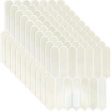 Lot de 10 carreaux adhésifs 3D pour cuisine - 300 mm x 300 mm - Carreaux adhésifs imperméables et résistants à l'huile - Carreaux autocollants (beige) (1/5)