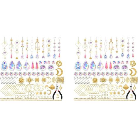 400 piezas de atrapasoles de cristal, atrapasoles con cristales, kits de manualidades para adultos, con creador de arcoíris, prisma, colgantes.
