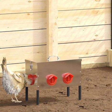 Mangeoires pour poules, lot de 2, argentées, 41,5 x 20,5 x 33 cm