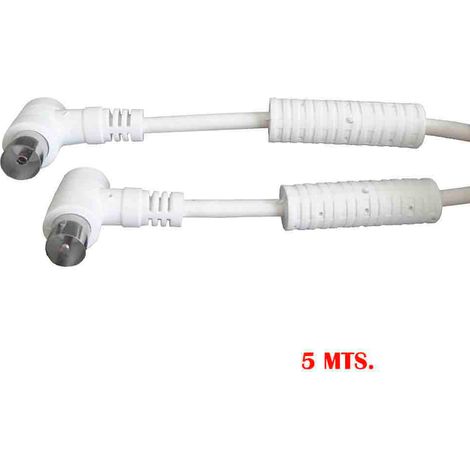 Prolongación TV-video acodada con filtro 9.5mm 5m envasada blanca EDM (1/2)