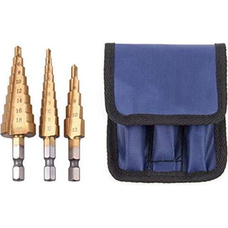 3Pcs Hss Ensemble De Forets De Cône Conique Étape Coupe De Trou Métallique Métrique 3-12 4-12 4-20Mm Cône Hexagonal En Métal Enduit De Titane (1/5)