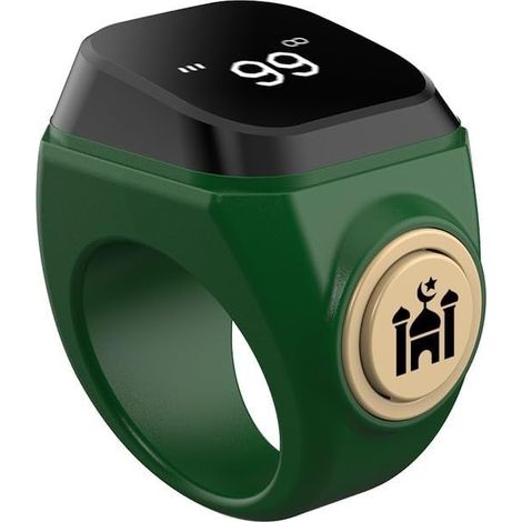 Bague compteur numérique à doigt, compteur Tasbih électronique rechargeable étanche avec batterie de 40 mAh, 3 tailles pour les pratiques de Zikr et de prière musulmane (22 mm Vert) (1/5)