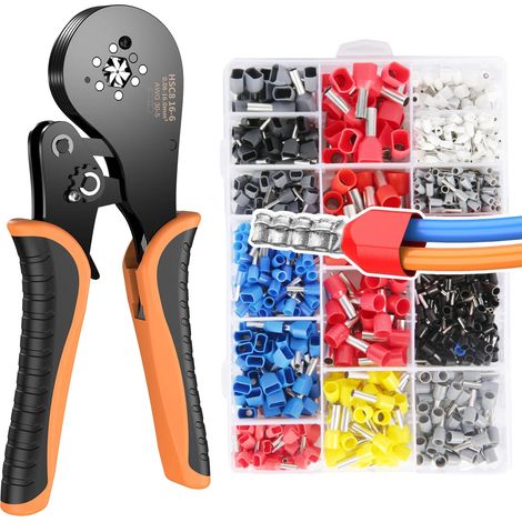 Pinza crimpatrice di alta precisione con cricchetto autoregolante, arancione/nera (1/2)