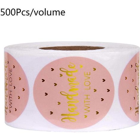 500 Stück/Rolle „Handmade with Love“-Aufkleber mit Goldfolie, runde Siegeletiketten, handgefertigtes Scrapbooking