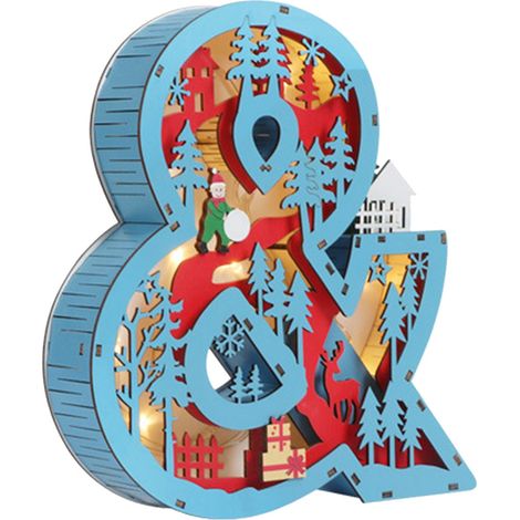 Lettre décorative lumineuse en bois G style Noël éclairage LED intérieur artisanal décoration personnalisée nécessite 2 piles AA (1/5)
